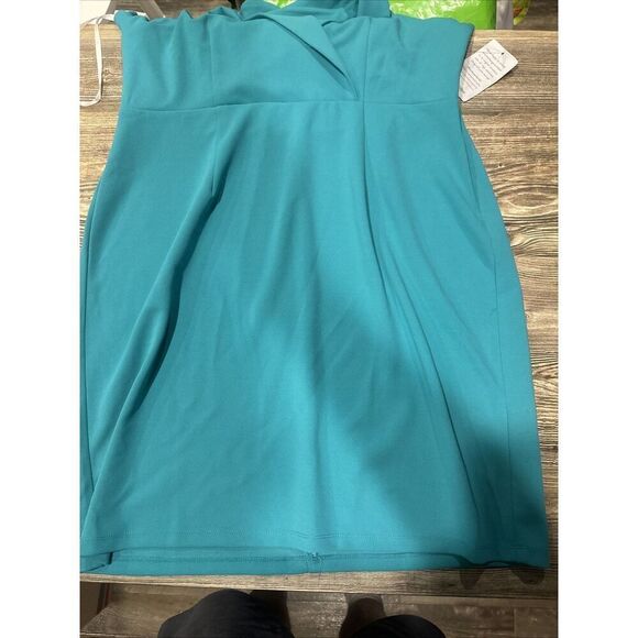 Donna Morgan Dress Size 16 Teal Pleated Sleeveless. NWT. J - Picture 9 of 9